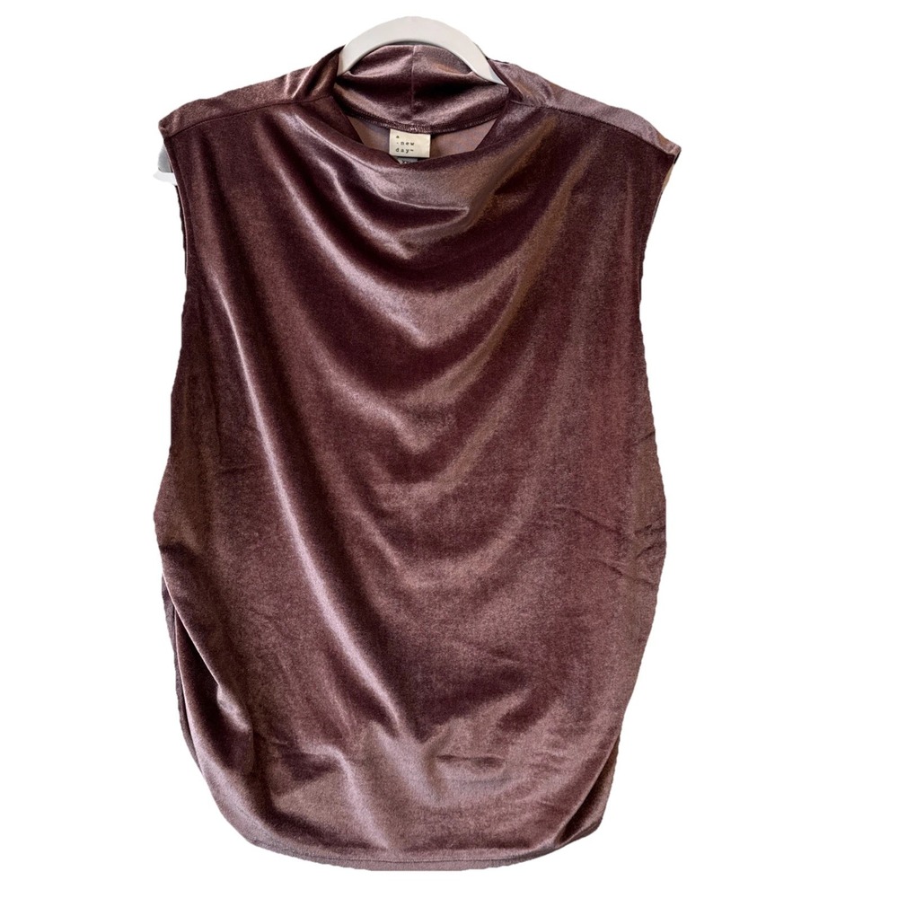 A New Day NWT Purple Velvet Ruched Cowl Neck Sleeveless Top Women's XXL Chic